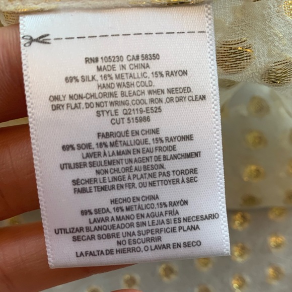 Equipment | Sheer Metallic Dot Button Up in Gold & Cream | Small - Picture 5 of 6